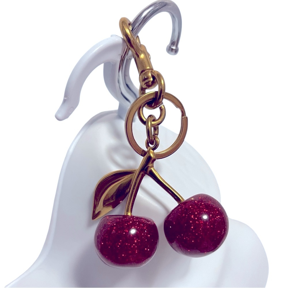 New Cherry shimmer Charm. Excellent quality gold or silver  bag charm